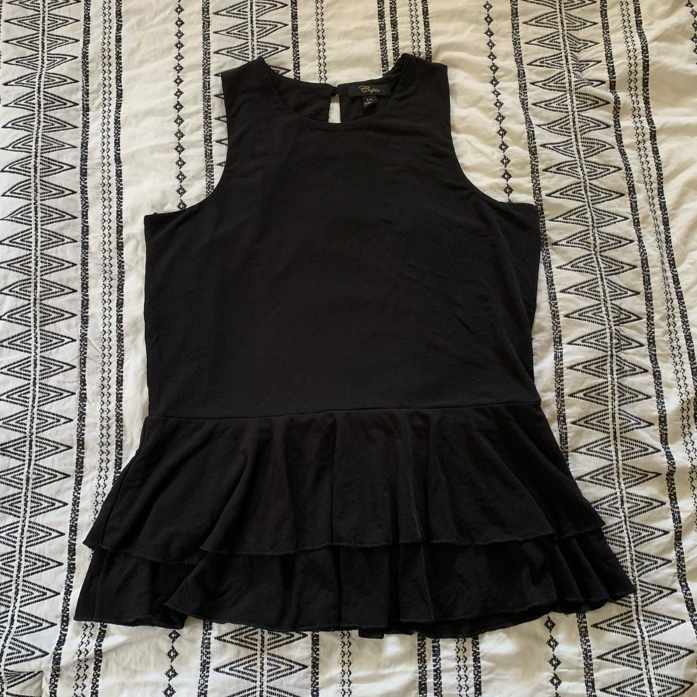 {3/$15} Cupio | Black Sleeveless Peplum Top Size Small